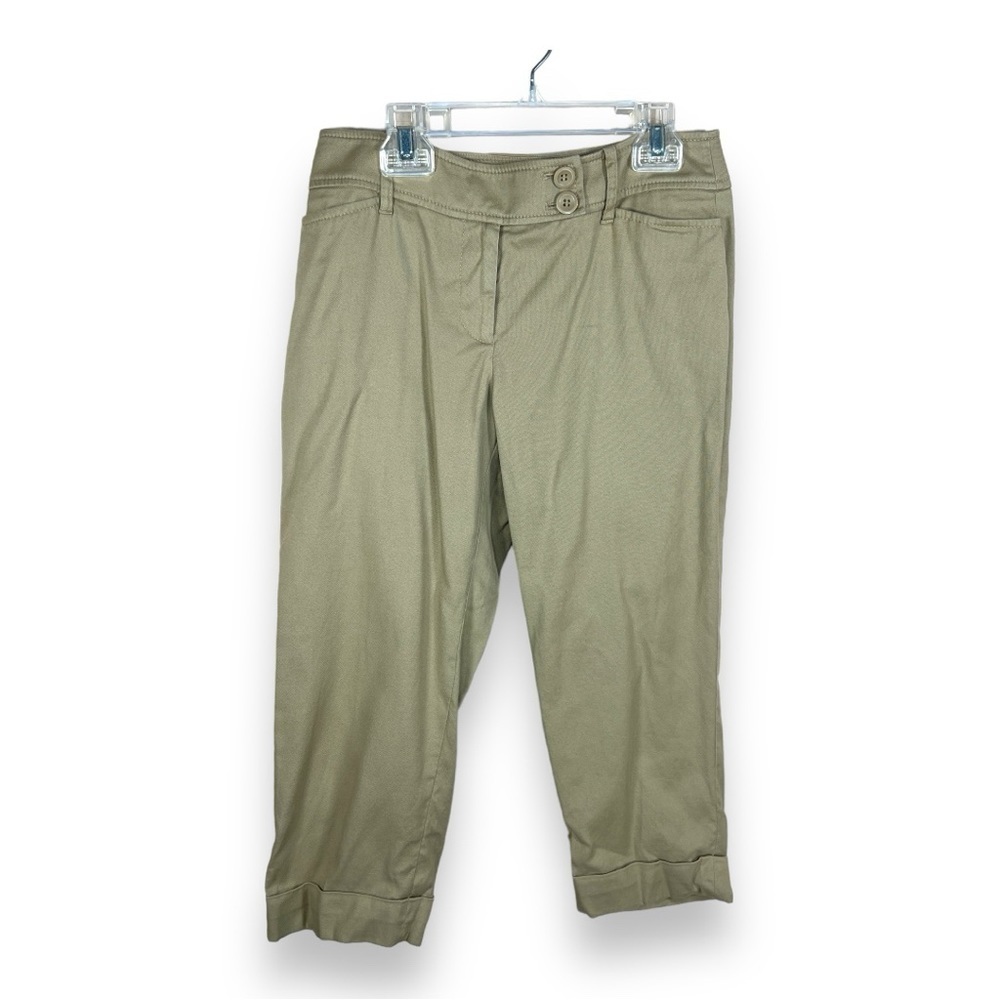 SIZE 2 PETITE ANN TAYLOR LOFT BEIGE KHAKI CROPPED CAPRI PANTS NEUTRAL OUTDOOR